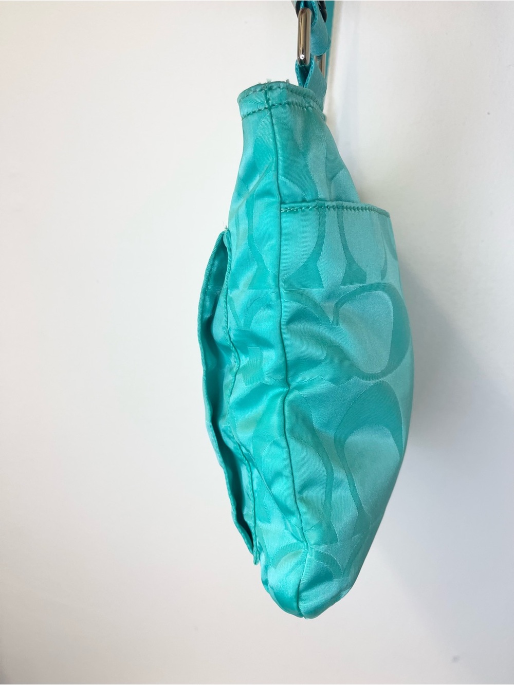 Coach Getaway Signature Nylon File Bag A1432 Turquoise Signature Crossbody Bag - Picture 4 of 14